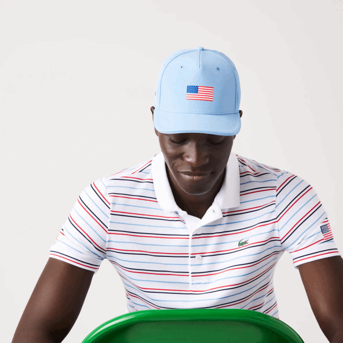 azul 5r4 VVL0A2332 hombres Lacoste gorra ajustable de la bandera americana del deporte de la copa de los presidentes