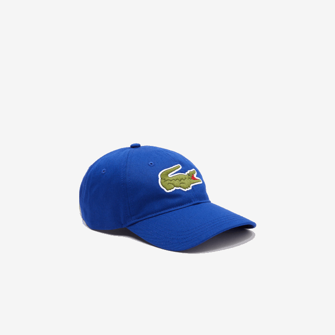 bdm azul VVL0A2234 hombres Lacoste correa de contraste y gorra de algodón de cocodrilo de gran tamaño