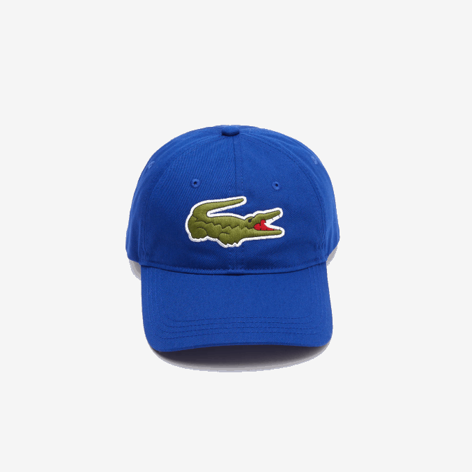 bdm azul VVL0A2234 hombres Lacoste correa de contraste y gorra de algodón de cocodrilo de gran tamaño