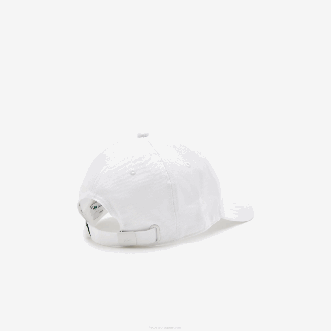 blanco 001 VVL0A2150 hombres Lacoste gorra de sarga de algodón orgánico