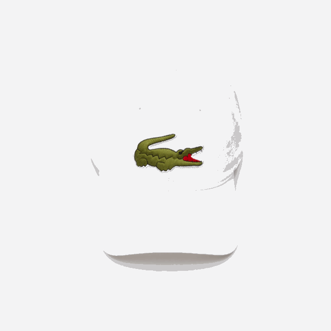 blanco 001 VVL0A2232 hombres Lacoste correa de contraste y gorra de algodón de cocodrilo de gran tamaño