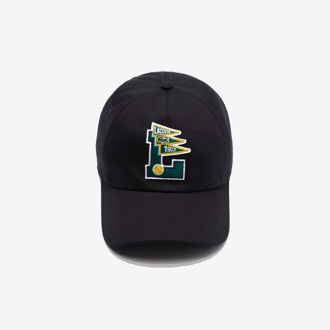 fondo azul marino VVL0A2301 hombres Lacoste banderines l gorro algodón orgánico