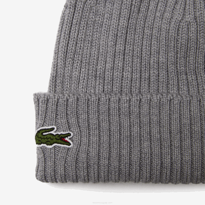 lomo gris yrd VVL0A2242 hombres Lacoste gorro de canalé de lana