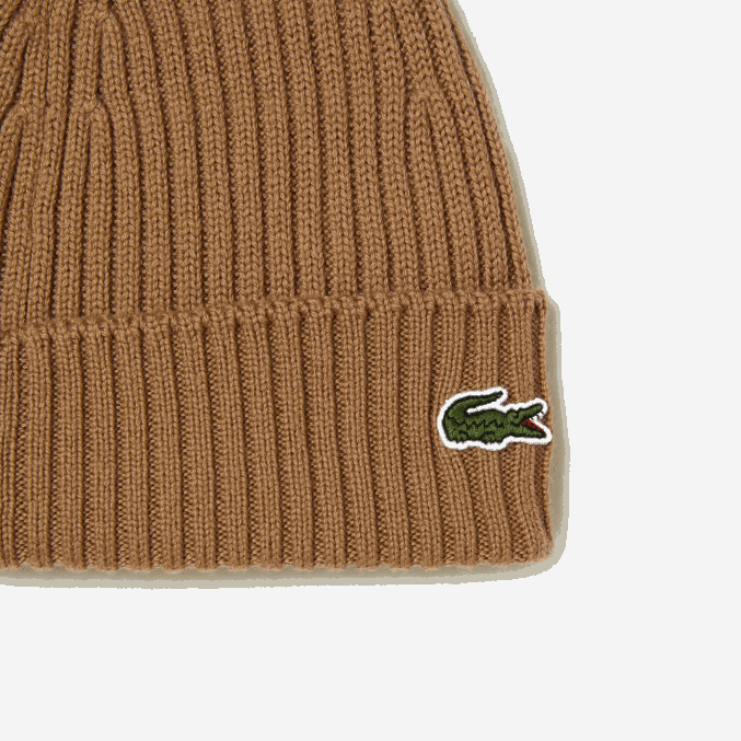 marrón z0w VVL0A2257 hombres Lacoste gorro de canalé de lana