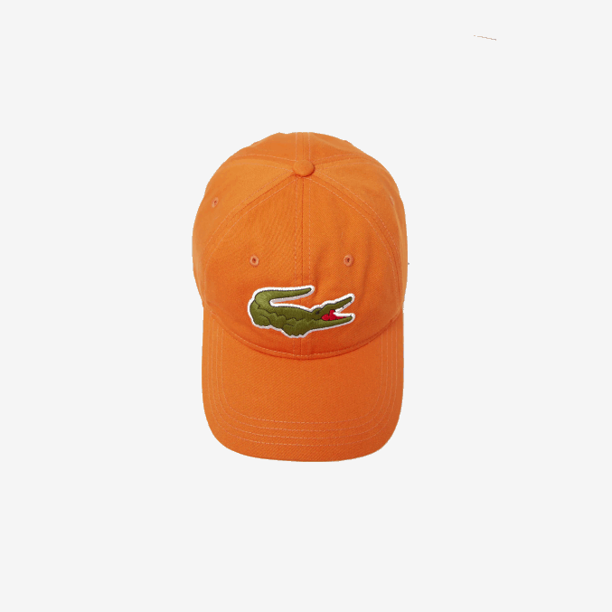 naranja tv1 VVL0A2261 hombres Lacoste correa de contraste y gorra de algodón de cocodrilo de gran tamaño