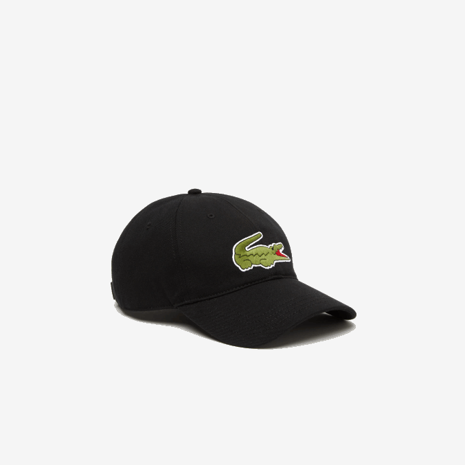 negro 031 VVL0A2140 hombres Lacoste gorra de sarga de algodón orgánico ajustable