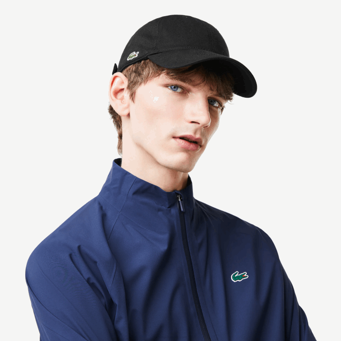 negro 031 VVL0A2181 hombres Lacoste gorra de sarga de algodón orgánico
