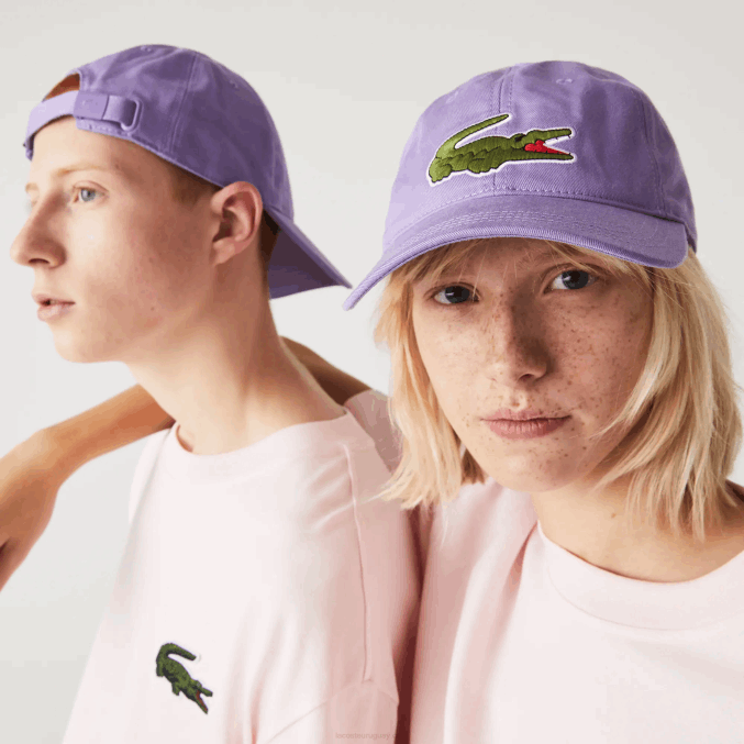 púrpura gfu VVL0A2255 hombres Lacoste gorra de sarga de algodón orgánico ajustable
