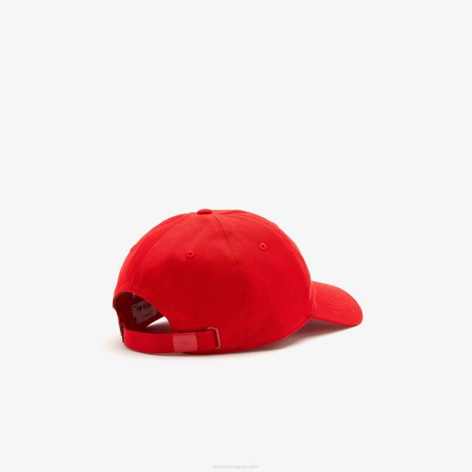 rojo 240 VVL0A2149 hombres Lacoste gorra de sarga de algodón orgánico