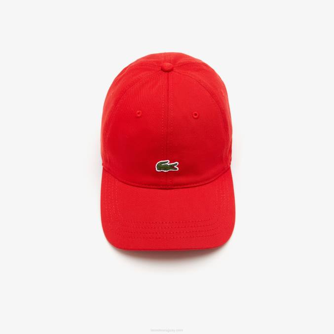 rojo 240 VVL0A2149 hombres Lacoste gorra de sarga de algodón orgánico