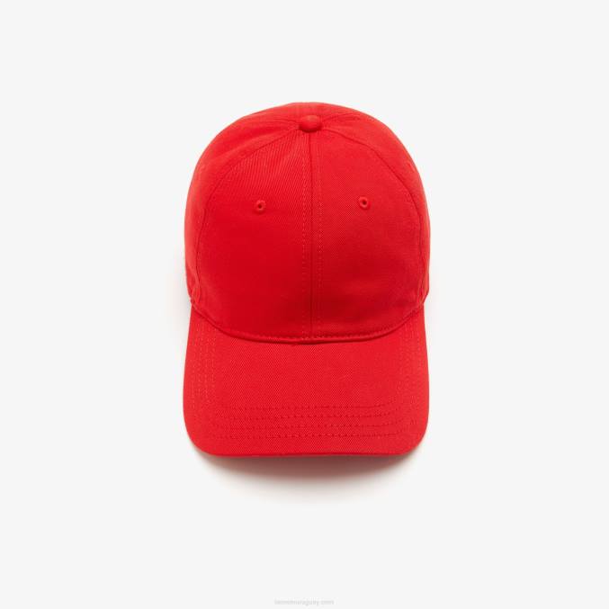 rojo 240 VVL0A2325 hombres Lacoste gorra de sarga de algodón orgánico
