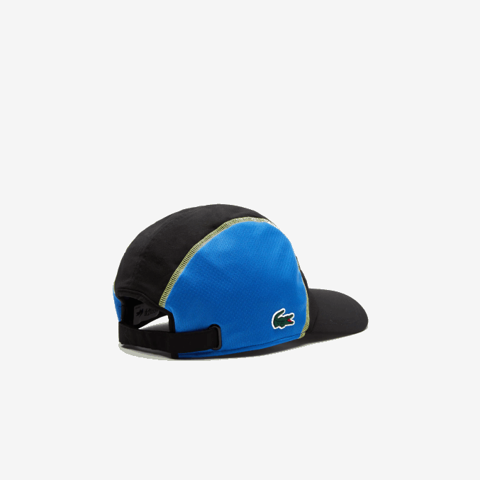 xis negro azul amarillo VVL0A2143 hombres Lacoste gorra con panel de malla de tenis