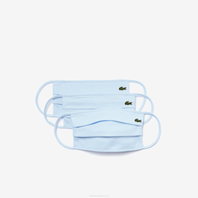 azul claro t01 VVL0A2265 hombres Lacoste l.12.12 máscaras faciales paquete de 3