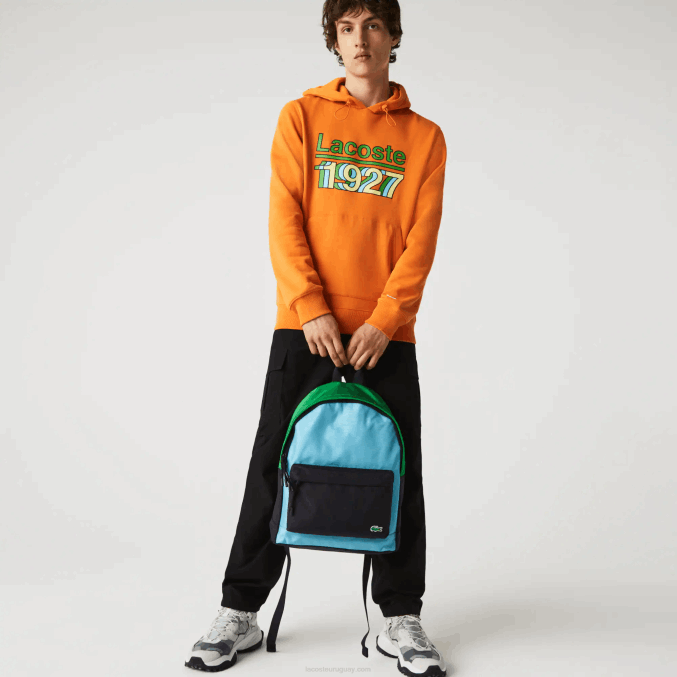 abime malaquita azur h77 VVL0A2069 hombres Lacoste mochila de lona con bloques de color