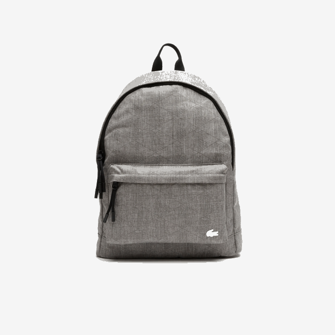 gris chino monograma l23 VVL0A2073 hombres Lacoste mochila con estampado de monograma reflectante