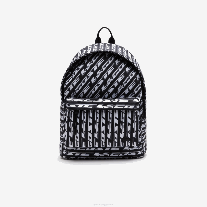 mono negro blanco l57 VVL0A1942 hombres Lacoste mochila con logo estampado