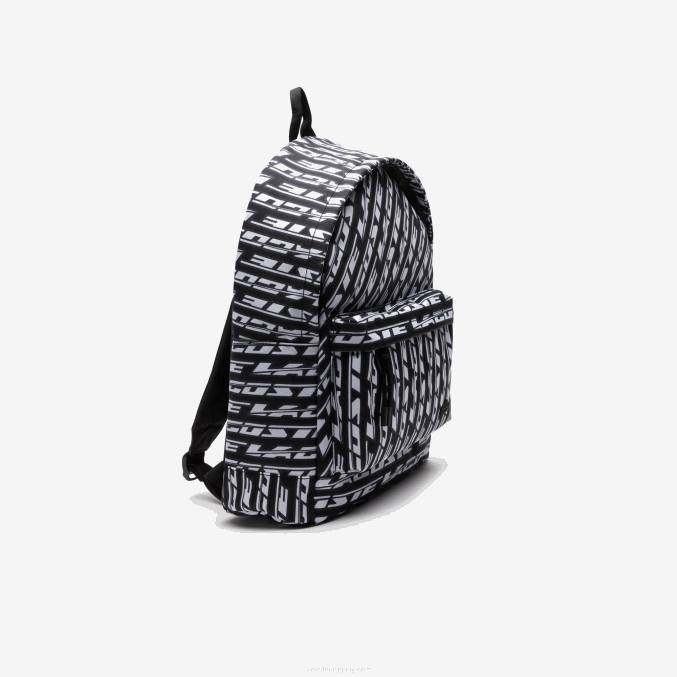mono negro blanco l57 VVL0A1942 hombres Lacoste mochila con logo estampado