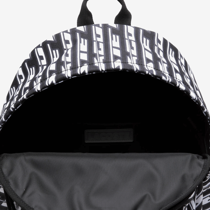 mono negro blanco l57 VVL0A1942 hombres Lacoste mochila con logo estampado