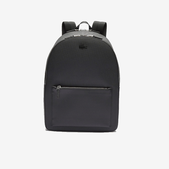 negro 000 VVL0A2022 hombres Lacoste mochila de cuero cosido mate chantaco