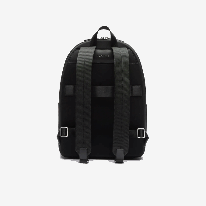 negro 000 VVL0A2022 hombres Lacoste mochila de cuero cosido mate chantaco