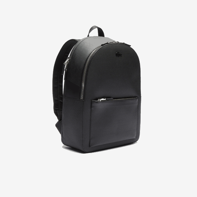 negro 000 VVL0A2022 hombres Lacoste mochila de cuero cosido mate chantaco