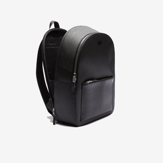 negro 000 VVL0A2022 hombres Lacoste mochila de cuero cosido mate chantaco