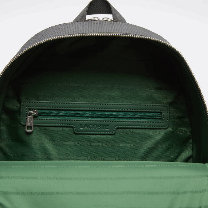 negro 000 VVL0A2022 hombres Lacoste mochila de cuero cosido mate chantaco