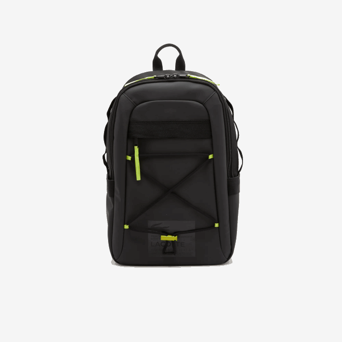 negro lima k68 VVL0A2085 hombres Lacoste mochila repelente al agua con cordones elásticos