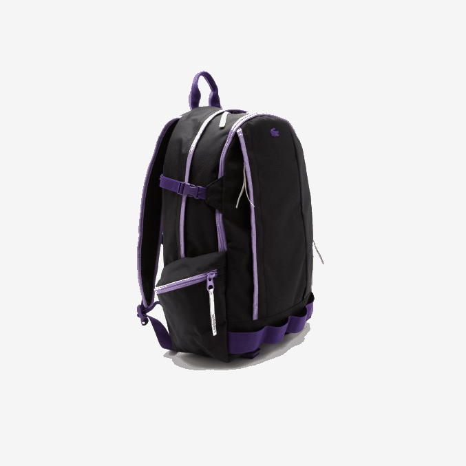 noir samui neva farine k96 VVL0A2100 hombres Lacoste mochila con diseño colour block y bolsillo con cremallera