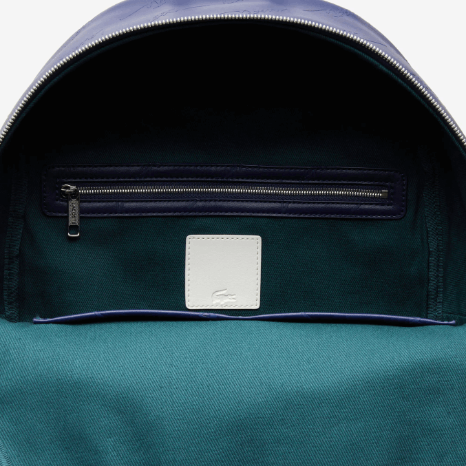 profundidades azules e62 VVL0A2047 hombres Lacoste mochila con cremallera y estampado de la firma en vivo