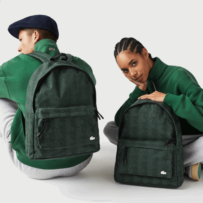 sinople monograma l22 VVL0A2072 hombres Lacoste mochila con estampado de monograma reflectante