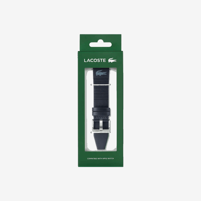 azul 000 VVL0A2195 hombres Lacoste correa de reloj de manzana de cuero azul