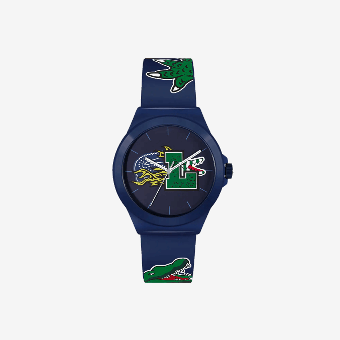 azul 000 VVL0A2207 hombres Lacoste reloj neocroc correa silicona azul