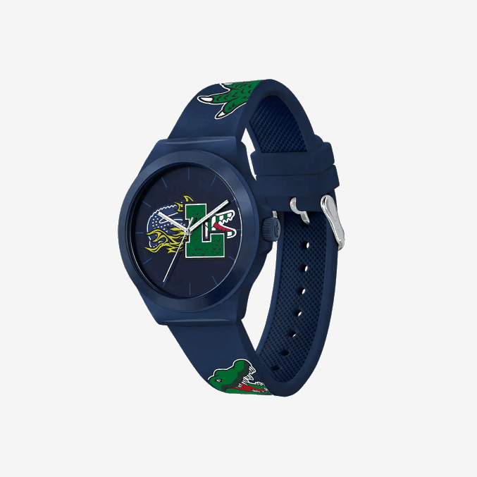 azul 000 VVL0A2207 hombres Lacoste reloj neocroc correa silicona azul