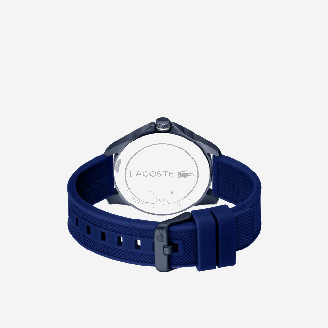 azul 000 VVL0A2298 hombres Lacoste reloj le croc 3 agujas silicona azul