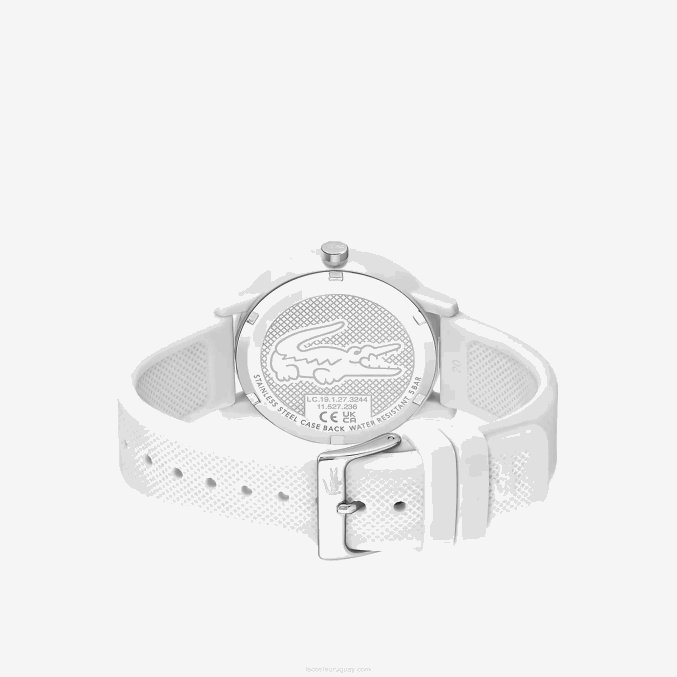 blanco 000 VVL0A2203 hombres Lacoste Reloj 12.12 correa silicona blanca