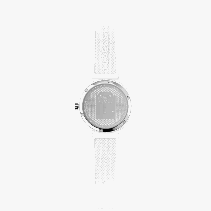 blanco 000 VVL0A2333 hombres Lacoste Reloj l.12.12 con correa de silicona blanca.