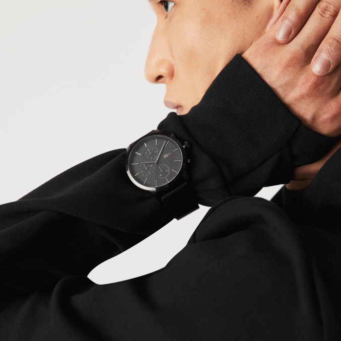 negro 000 VVL0A2318 hombres Lacoste reloj replay con correa de piel negra