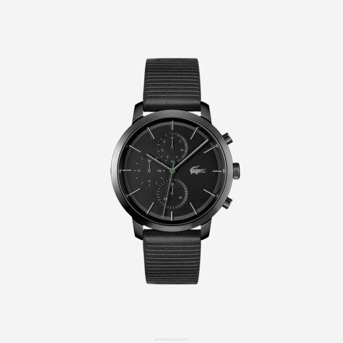 negro 000 VVL0A2318 hombres Lacoste reloj replay con correa de piel negra