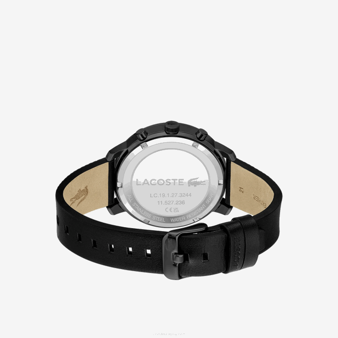 negro 000 VVL0A2318 hombres Lacoste reloj replay con correa de piel negra