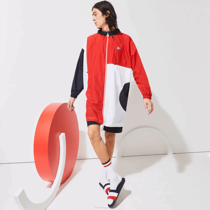 azul marino rojo blanco db3 VVL0A1299 hombres Lacoste sport gabardina oversize edición french sporting spirit