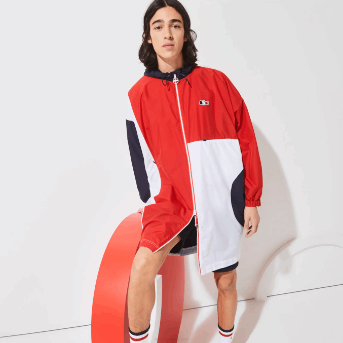 azul marino rojo blanco db3 VVL0A1299 hombres Lacoste sport gabardina oversize edición french sporting spirit