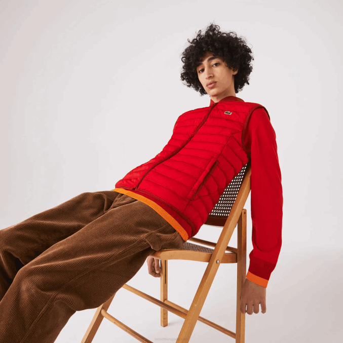 rojo 240 VVL0A1288 hombres Lacoste abrigo acolchado ligero y plegable resistente al agua