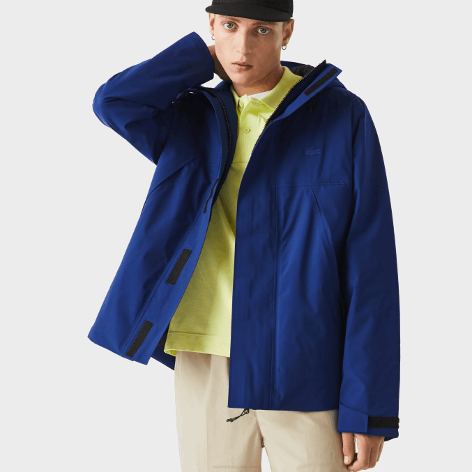 bdm azul VVL0A1308 hombres Lacoste parka acolchada resistente al agua
