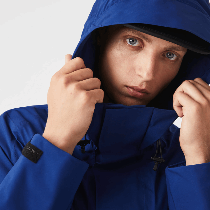 bdm azul VVL0A1308 hombres Lacoste parka acolchada resistente al agua