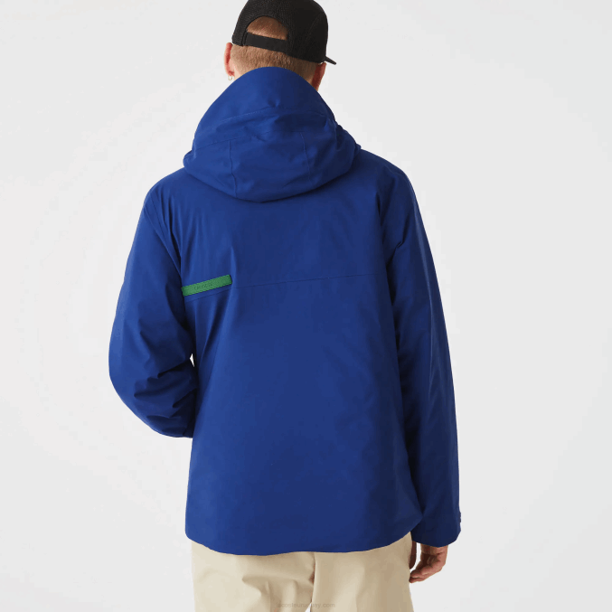 bdm azul VVL0A1308 hombres Lacoste parka acolchada resistente al agua