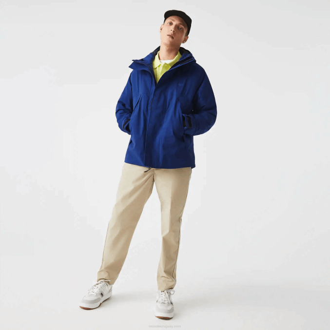 bdm azul VVL0A1308 hombres Lacoste parka acolchada resistente al agua