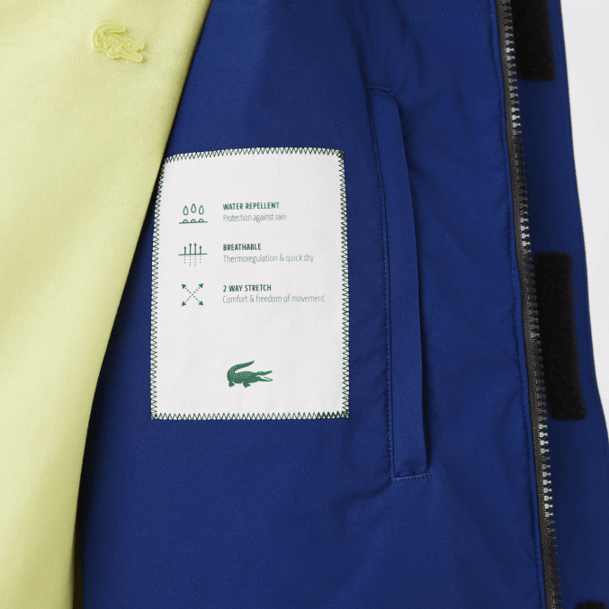 bdm azul VVL0A1308 hombres Lacoste parka acolchada resistente al agua