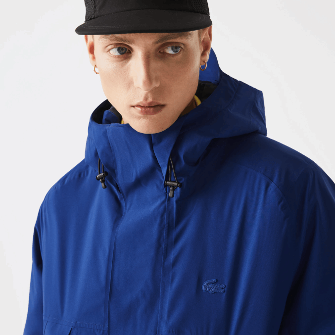 bdm azul VVL0A1308 hombres Lacoste parka acolchada resistente al agua