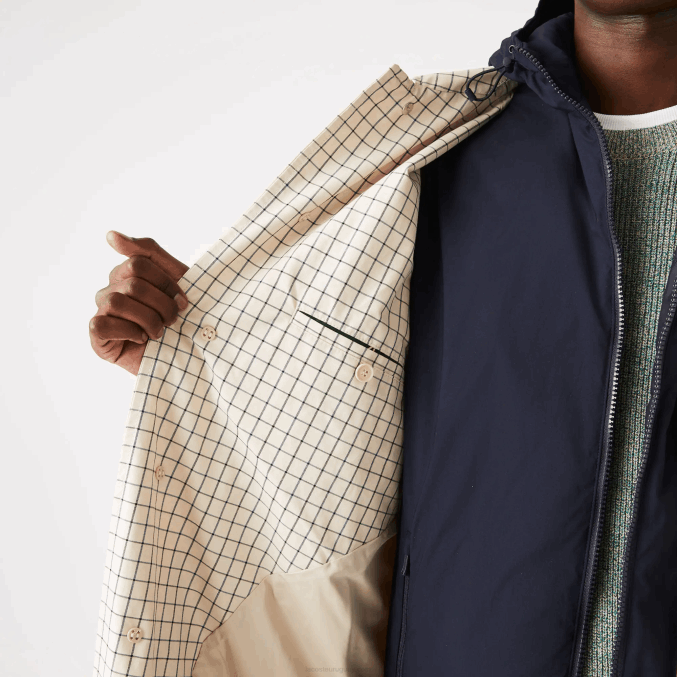 beige blanco a8m VVL0A1290 hombres Lacoste trinchera de cuadros 3 en 1 heritage